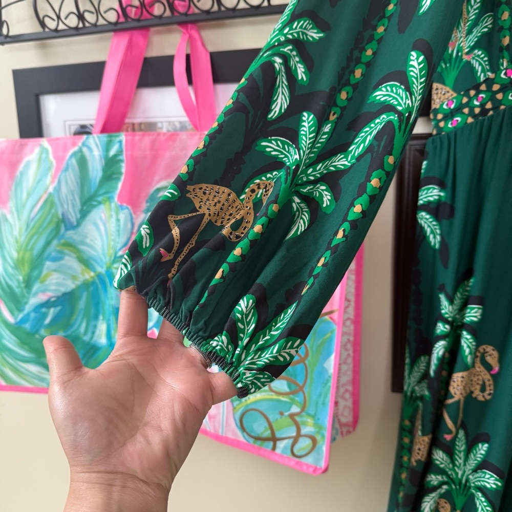 NWOT 🦄 Lilly Pulitzer Wexlee Long Sleeve Maxi Dress Evergreen Stir It Up Size 10 - Picture 7 of 10